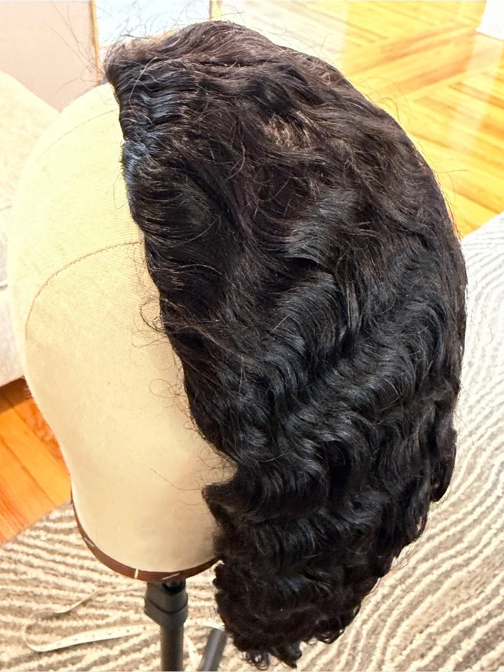 14” Kinky Curly Half Wig Human Hair 3 In 1 Seamless Flip Over 200% Density #100